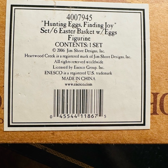 Jim Shore "Hunting Eggs, Finding Joy" -  Easter Basket 5 Eggs Spring Box Set - Picture 10 of 10